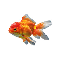 Fototapeta premium A vibrant orange goldfish swimming on transparent background