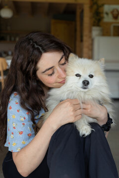 cuddling with the dog