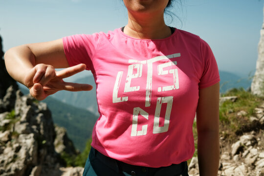 "Let's Go" on Pink T-Shirt