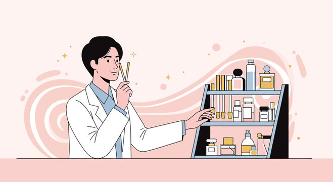 Perfumer Testing Fragrance Scents in Laboratory