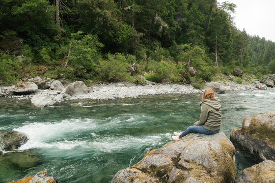 Woman Sitting in Nature Smith River California 