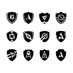 Obraz premium Set of Shield Icons with Geometric and Abstract Designs.