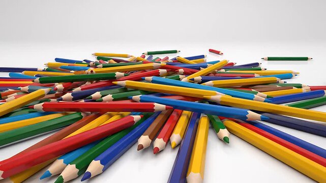 Colorful pencils in a messy pile.