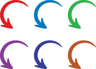 Obraz premium A set of colorful curved arrows pointing in a circular motion on a white background
