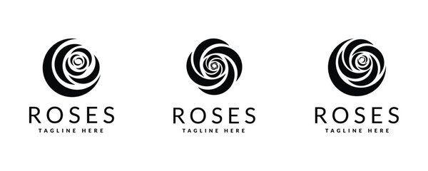 rose flower logo set. logo icon vector illustration