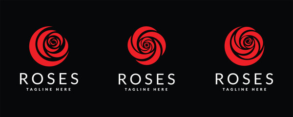 rose flower logo set. logo icon vector illustration