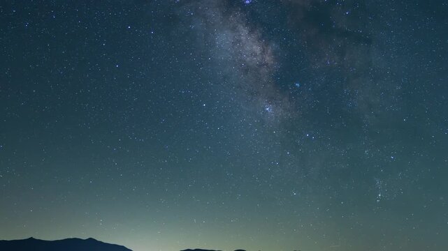 Astrophotography Milky Way Galaxy 35mm Southeast Sky Zoom In Over Sierra Nevada Mts California USA Time Lapse
