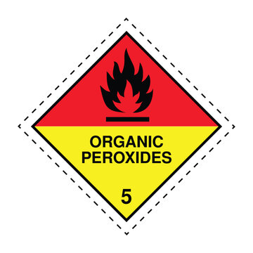 Organic Peroxides Hazard Label Class 5.2 &ndash; Dangerous Goods Warning Placard for Transport, Storage, Shipping and Industrial Chemical Safety Compliance