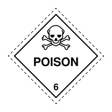 Poison Hazard Label Class 6.1 &ndash; Toxic Substance Dangerous Goods Warning Placard for Transport, Storage, Shipping and Industrial Chemical Safety Compliance