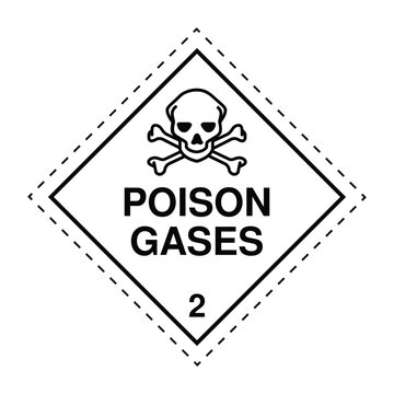 Poison Gas Hazard Label Class 2 &ndash; Toxic Gas Dangerous Goods Warning Placard for Transport, Shipping, Storage and Industrial Safety Compliance