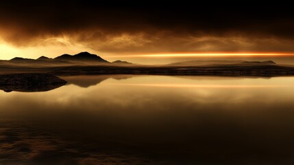 Obraz premium Vast expanse of water captured in serene landscape open water stretches to horizon under clear blue sky