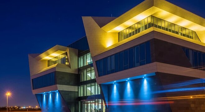 Modern Office Building at Night