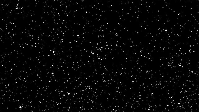 white stars on black background. Space Wallpaper Night Sky Vector graphic. Light Snow dots on dark astronomy texture.
