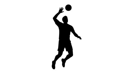 Silhouette of a male volleyball player jumping to spike the ball.