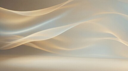 Gentle undulating light patterns with soft golden and muted blue hues creating an ethereal flowing visual