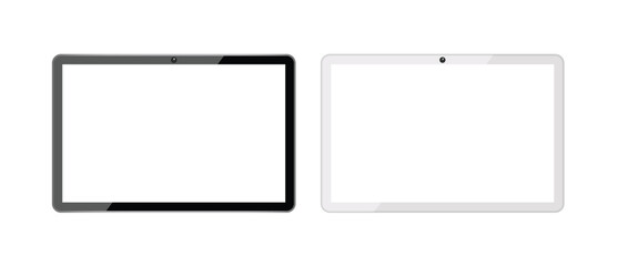 Realistic Tablet Mockup Set with Black and White Frames Isolated on Background Vector Illustration © Pixiphix