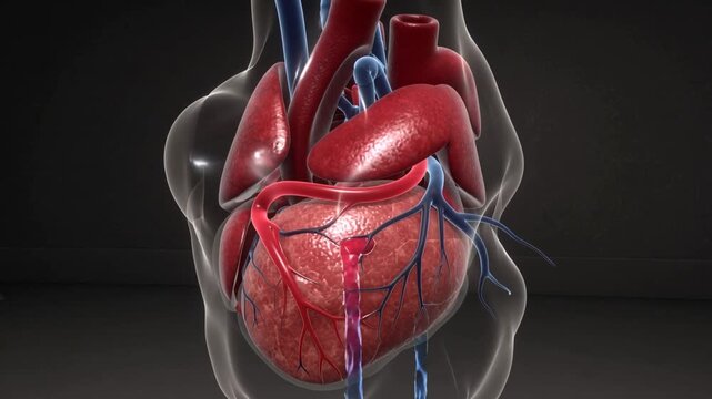 Anatomically Accurate Human Heart Beating in Dark Studio
