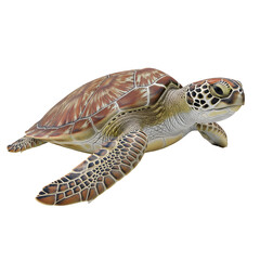 Obraz premium A vibrant sea turtle gliding in the ocean, a symbol of longevity and tranquility. The turtle exhibits captivating colors and textures, isolated on transparent background