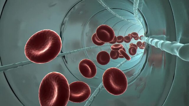 Red Blood Cells Flowing Through Blood Vessel Interior