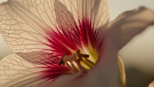Extreme close-up of a delicate hibiscus flower petal with intricate vein patterns
