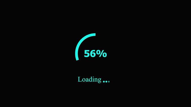 Loading animation with 100 percent progress bar on black background.