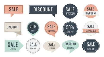 Obraz premium Collection of sale and discount badges for promotional or advertising purposes
