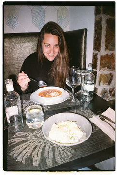 Dinner date with friend at restaurant