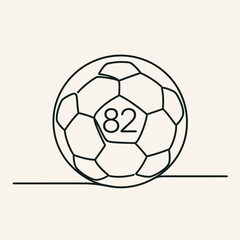 Obraz premium Minimalist Soccer Ball with Number 82.