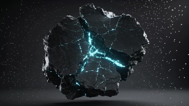 Mineral Rock Cracking Open to Reveal Rare Earth Veins