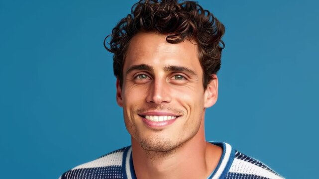 Portrait of a Confident Individual: A striking portrait captures the gaze of a man, showcasing confidence and a friendly smile against a modern backdrop.