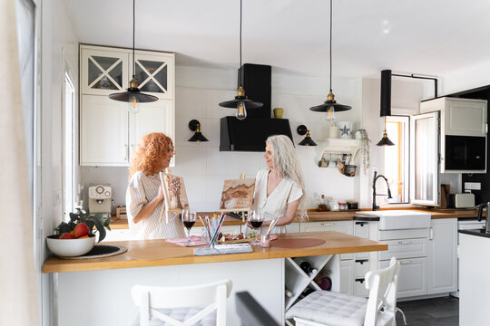 Painting together in kitchen