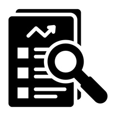 strategy analysis glyph icon. document review. performance study. business planning