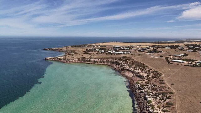 Perlubie Beach, Eyre Peninsula, South Australia &ndash; 4K Aerial Drone Footage of Turquoise Waters, White Sand Dunes and Remote Coastal Landscape near Eba Anchorage and Streaky Bay in Dry Season. 