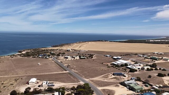 Perlubie Beach, Eyre Peninsula, South Australia &ndash; 4K Aerial Drone Footage of Turquoise Waters, White Sand Dunes and Remote Coastal Landscape near Eba Anchorage and Streaky Bay in Dry Season. 