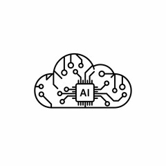 Fototapeta premium An illustration of a cloud with an AI chip inside, representing cloud computing and artificial intelligence
