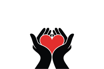 Fototapeta premium Caring hands cradling a red heart symbolizing love and charity