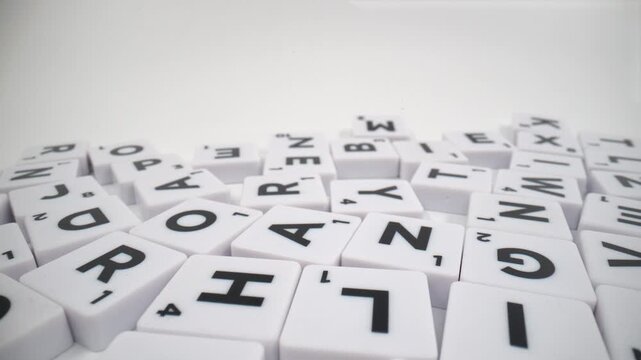 Close up of letters on white background isolated