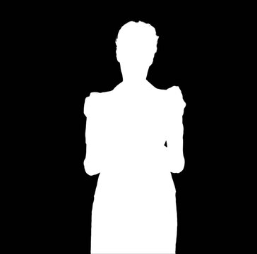 vector white silhouette of a woman on daily action with alpha channel