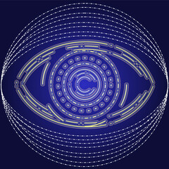 Vector illustration of an artificial eye as symbol of the vision of an artificial intelligence