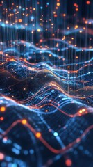 Abstract Digital Data Streams Connecting in 3D Space