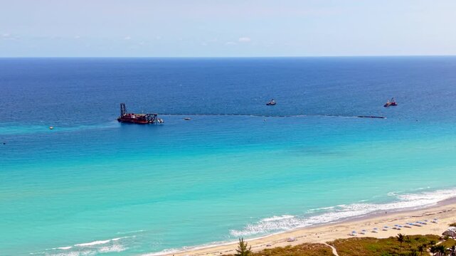Sand dredging barge Delray Beach Florida beach restoration project 2026