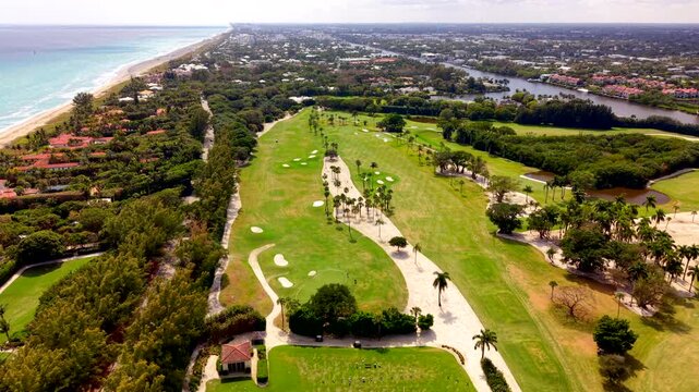 Gulf Stream Golf Club 2026. Aerial drone footage 4k 24p