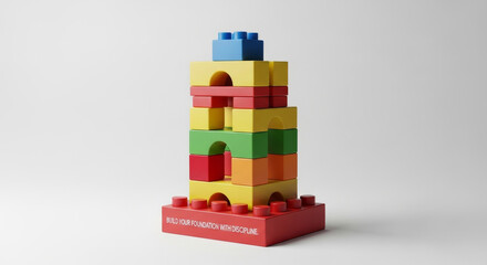 Obraz premium Colorful Building Blocks Tower with Inspirational Message