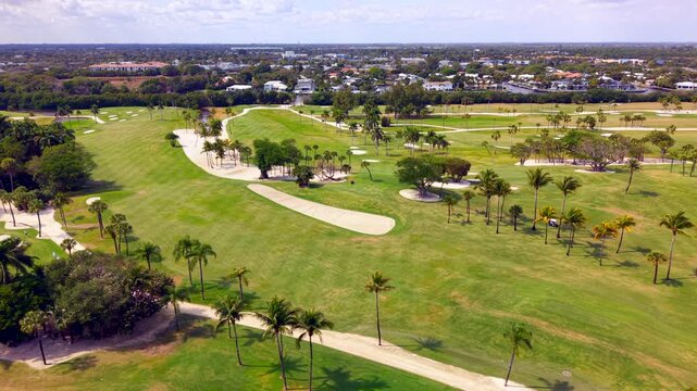 Aerial drone footage Gulf Stream Golf Club in delray beach Florida