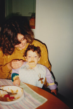 Mom feeding baby
