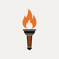 Illustration of a torch with a flame on top.