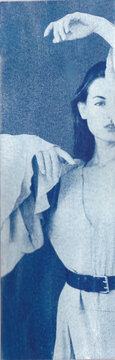 Cyanotype portrait of woman dancing 