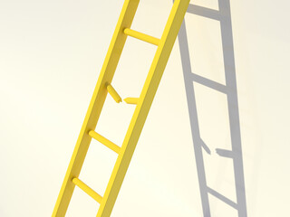 3D illustration of a blue ladder with a broken rung on a light background, concept for business risk, obstacles, and failure in career progress. © AAUB