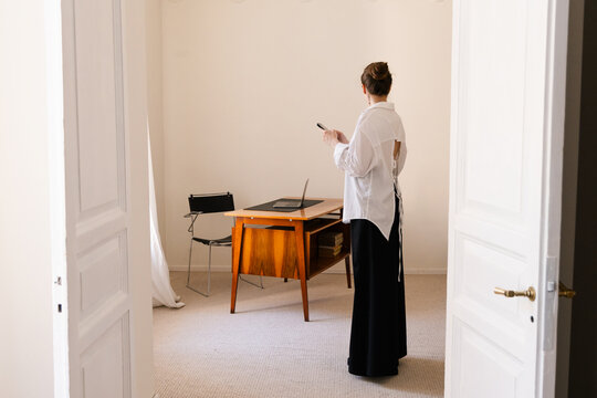 Minimalist Home Office Back View Productivity