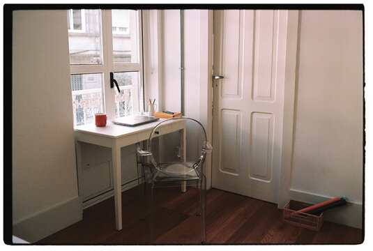Modern Workspace With Clear Chair 
